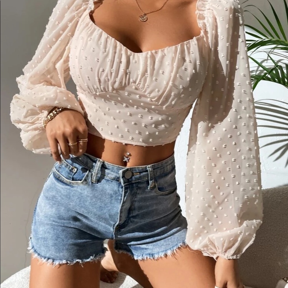 Bishop sleeve pink crop top